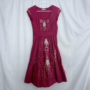 LIL‎ Embroidered Fit & Flare Dress Sleeveless Pink Girls Size 2